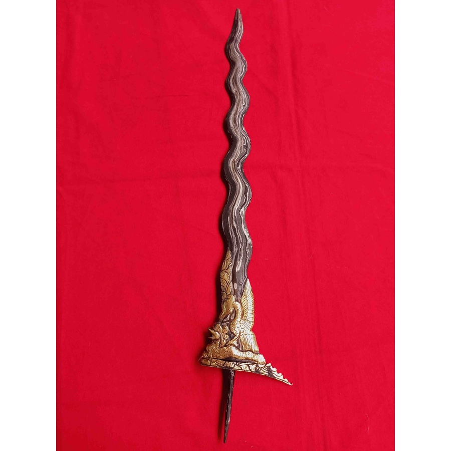 Keris Kamardikan Luk 13 Naga Salira Pusaka Burung Jatayu Antik Pamor Kulit Semangka