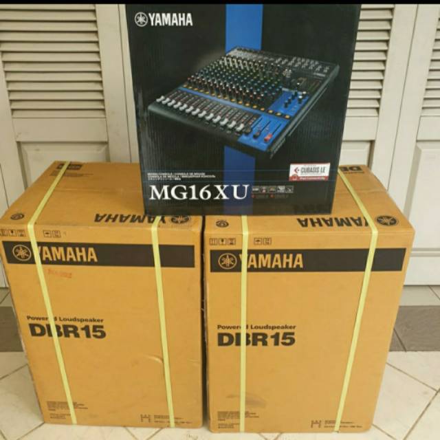 PAKET SPEKER YAMAHA DBR15 + MIXER MG16XU GARANSI RESMI