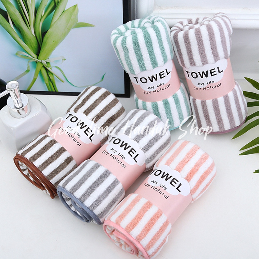 Handuk Muka / Handuk Anak / Handuk Dewasa Microfiber Motif Salur Kecil 35x75cm / 50x100cm / 70x140cm Handuk Mandi Towel Serap Air Quick Dry