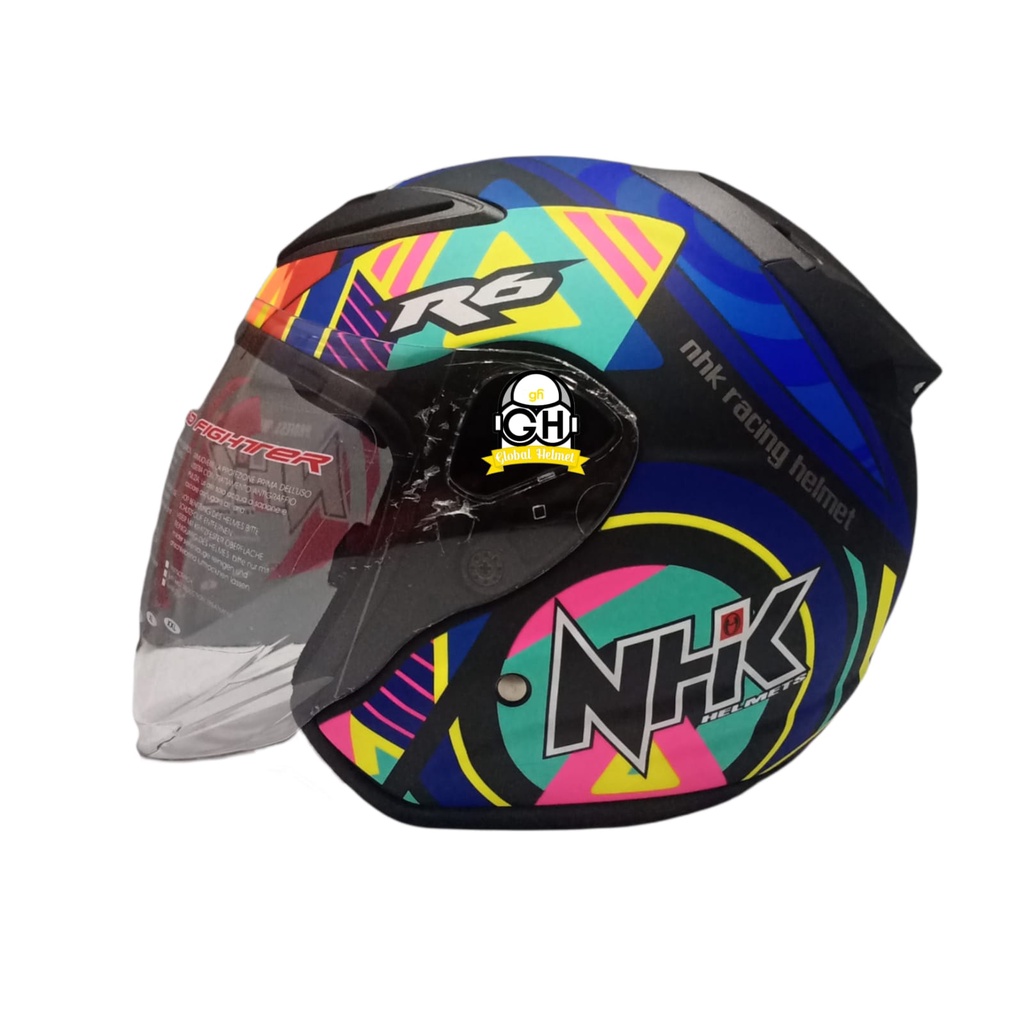 HELM HALF FACE NHK R6 R-6 MOTIF PIGMENT BLACK DOFF