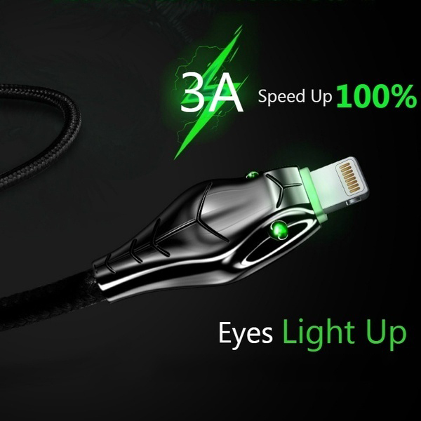 IPHONE ANDROID (Black Mamba Serpentine Kabel Data/Charger Mikro Usb Tipe C Fast Charging Untuk Iphone/Android