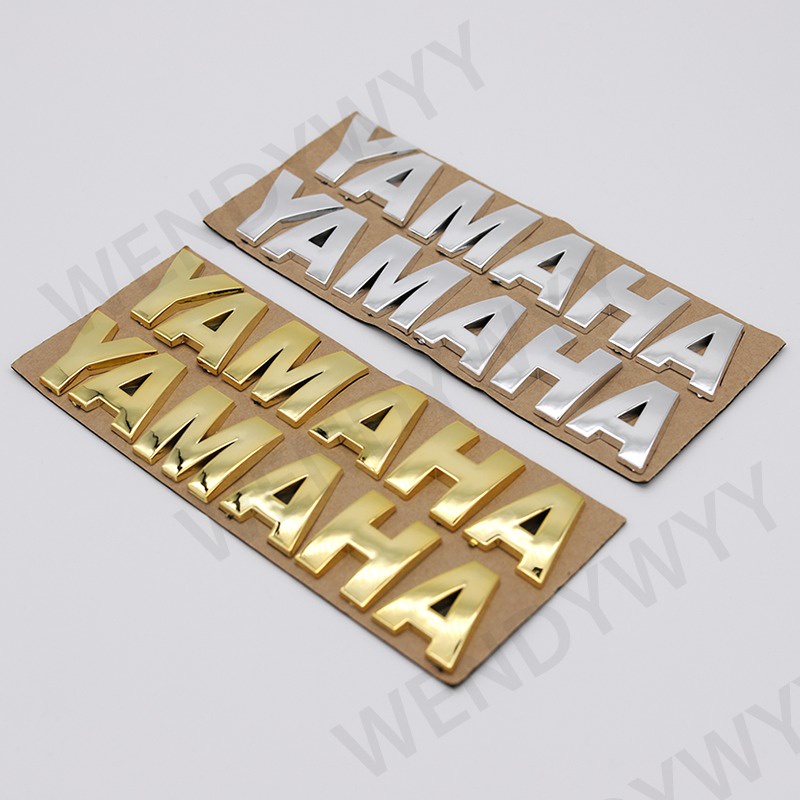 1 Pasang Stiker Emblem Logo YAMAHA 3D Warna Silver / Gold Ukuran 17.5x3.2cm Untuk Motor