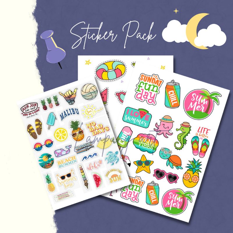 

sticker pack estetik spesial summer, free gift di setiap pembelian