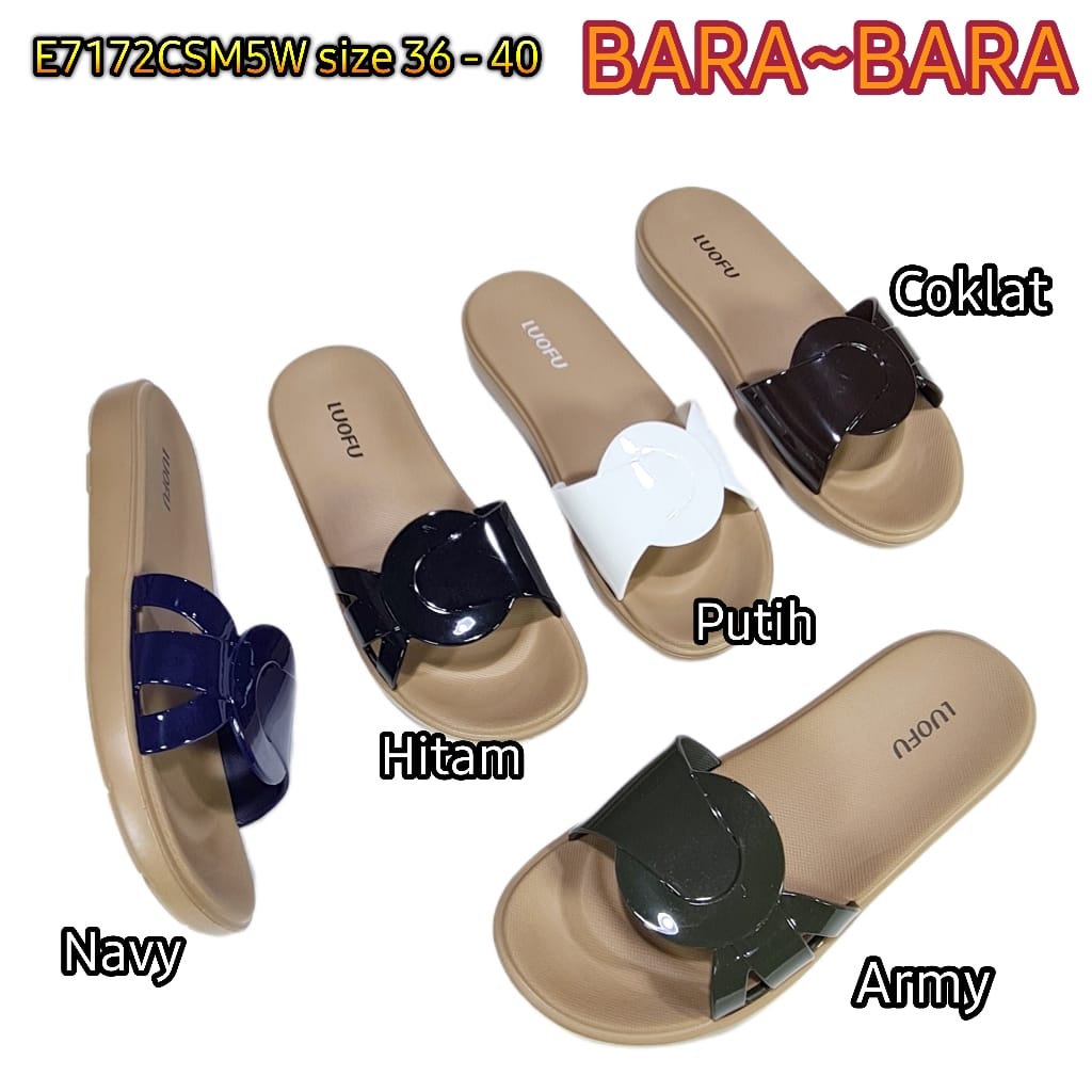 LUOFU ORIGINAL jelly sandal karet empuk murah selop wanita sendal slide kokop cewek import E7172CSM5W