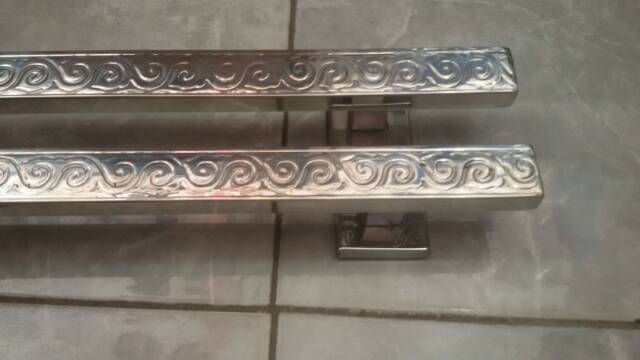 Handle pintu minimalis ukir stainless 45cm 2set+kunci