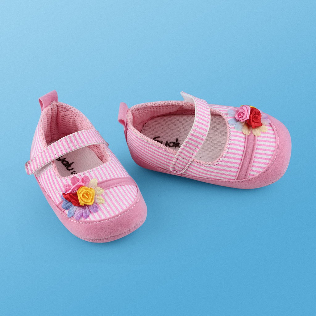 sepatu slip on anak cewek newborn ringan alas kain PWCW PINK