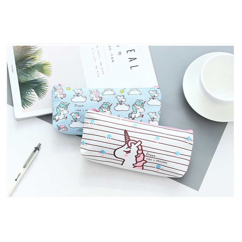 

Tempat Pensil Korea Model Unicorn Bahan Kanvas / Korean Unicorn Canvas Pencil Case