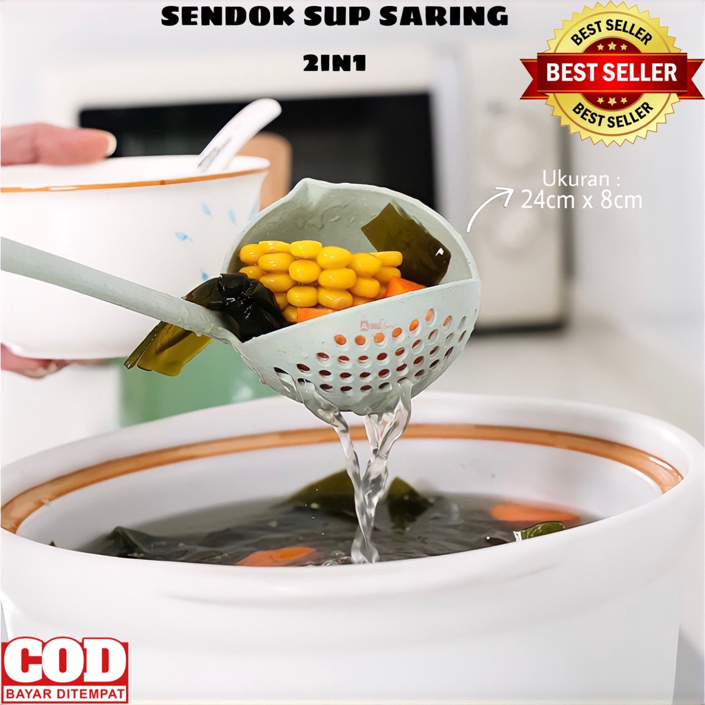 ( BISA COD ) PROMO SENDOK SUP KUAH SARING 2 IN 1 / CENTONG SUP / SENDOK SOP SARINGAN KUAH / CENTONG SARINGAN ANTI PANAS / SENDOK SUP HOTPOT