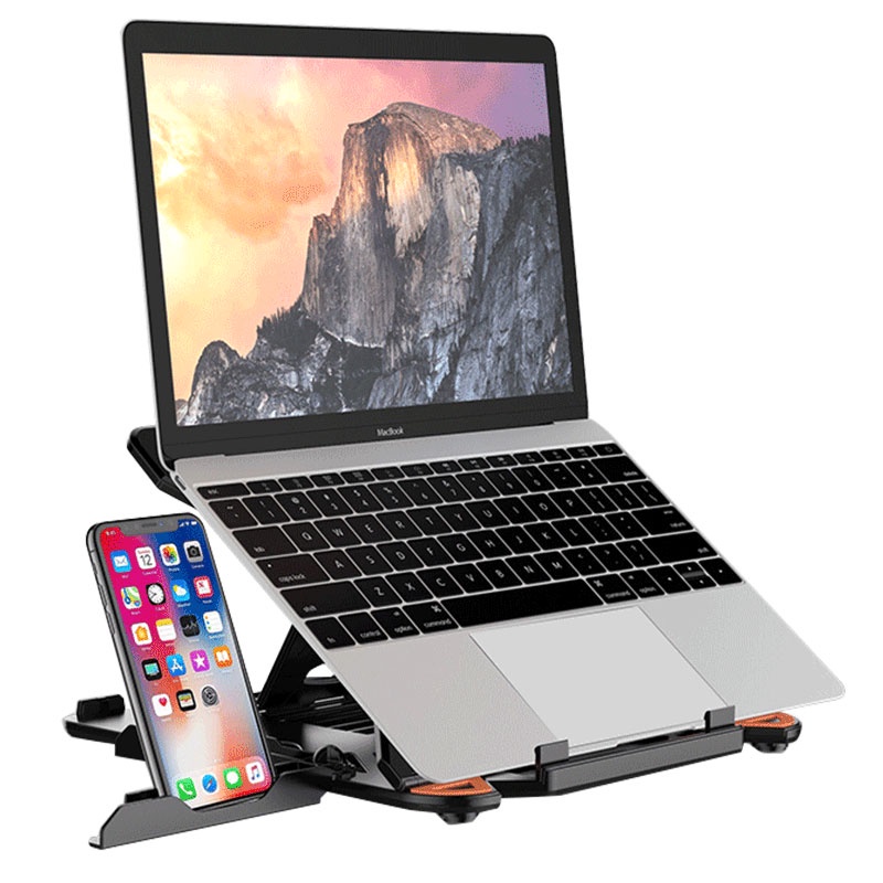 [ Promo ] Laptop Stand Adjustable Angle with Smartphone Holder