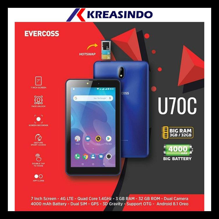 Evercoss U70C Tablet 7" 4G 3/32 Ram 3gb Garansi resmi TERMURAH