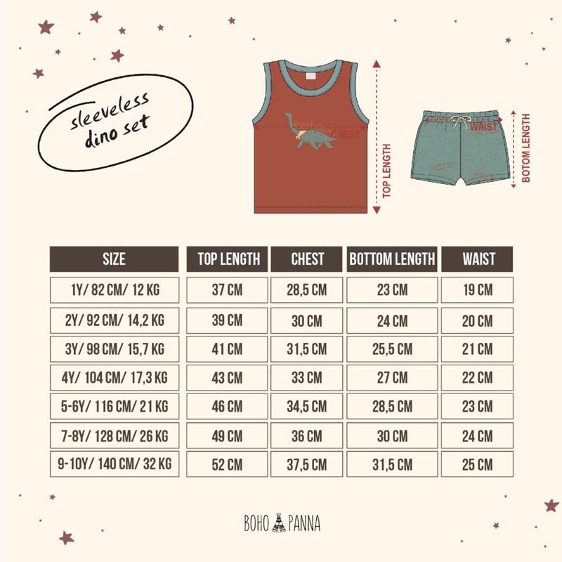 Bohopanna Sleeveless Dino Set 1-10thn / Setelan Kutung Anak Singlet