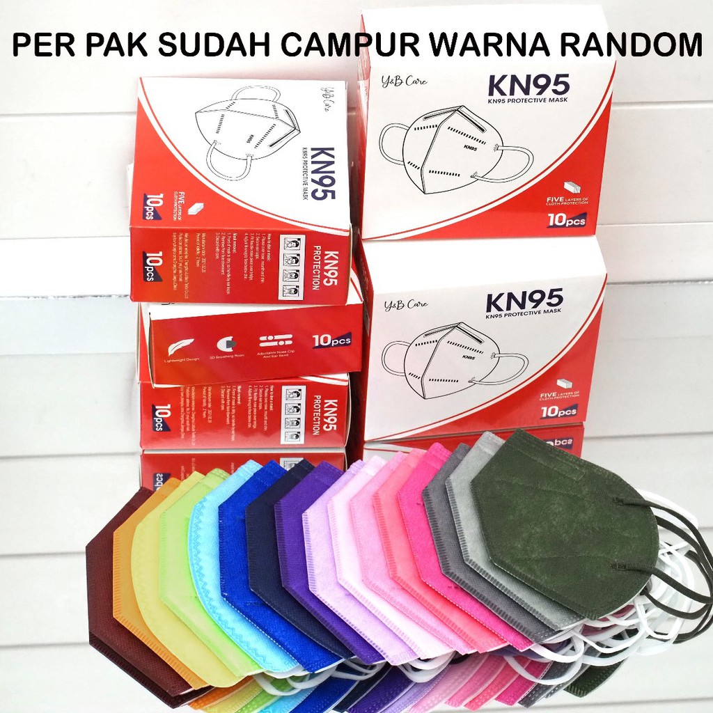 Masker KF94 10PCS 4PLY Hitam Putih Warna Mix KN95 Original KPop Korea 3D Evo non Medis