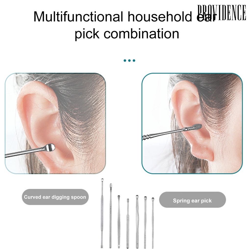 Providence Ear Pick Set Multifunctional 360 Degree Stainless Steel Ear Wax Pickers Stainless Steel Remover Spoon Set for Unisex