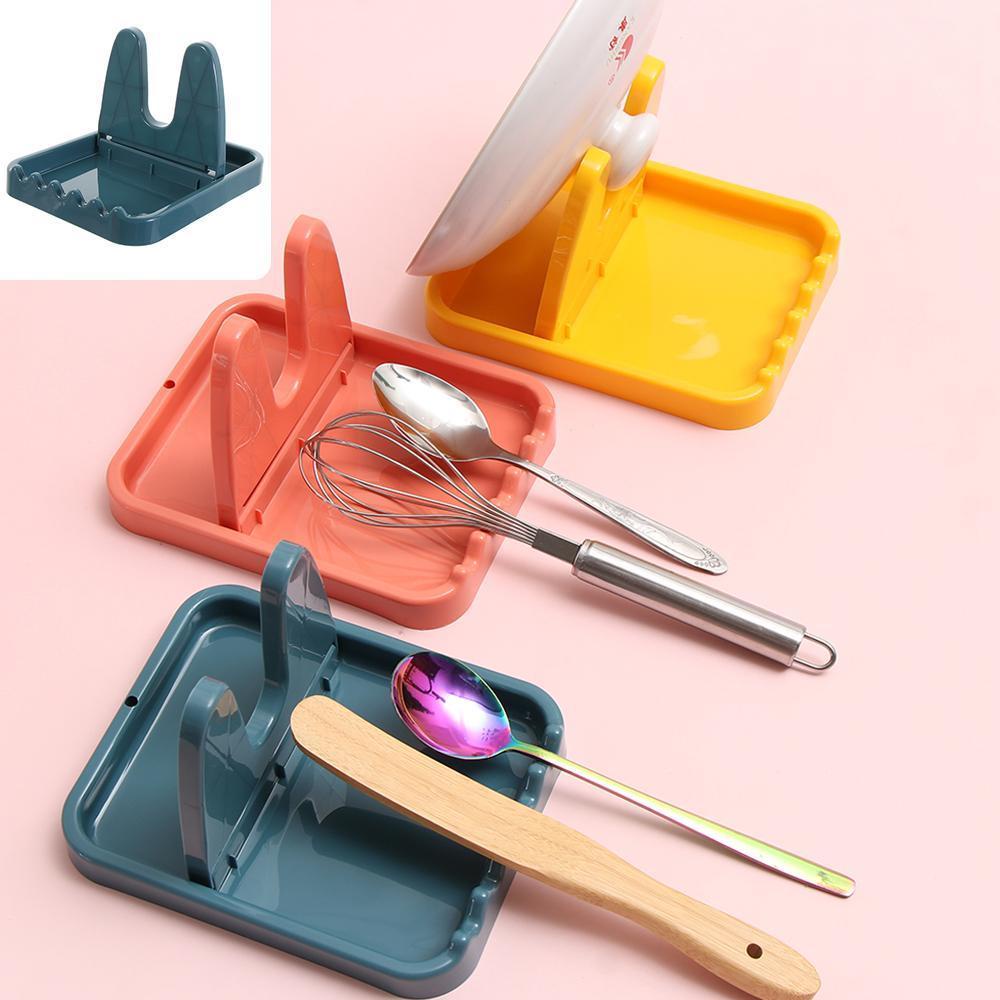 Solighter Rak Tutup Panci Tabletop Alat Penyimpanan Multifungsi Foldable Kitchenware Spoon Holder