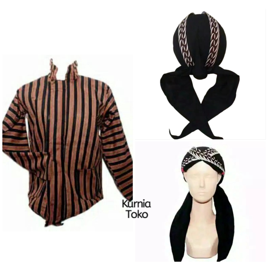 baju surjan lurik pria bonus blangkon | baju lurik jawa pria bonus blangkon sliwir | baju lurik jawa