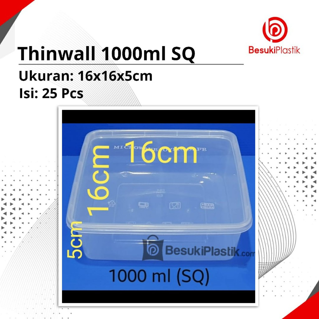 Thinwall 1000ml SQ / Thinwall Box 1000ml Kotak / Thinwall 1000ml Bening / Box Kotak 1000ml