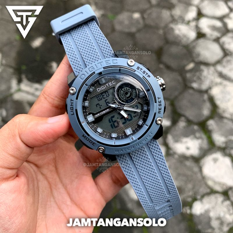 DIGITEC GA 8OOO JAM TANGAN ORIGINAL PRIA ANALOG DIGITAL DUALTIME LED ALARM STOPWATCH KALENDER FREE B