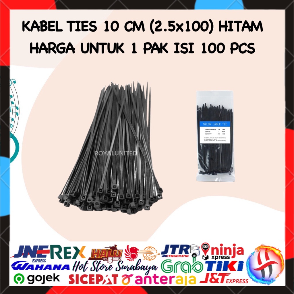 Cable Ties Kabel Ties Kabel Tis 10cm 15cm 20cm 30cm Hitam Isi 100 pcs Pengikat Kabel - Hitam BERKUALITAS