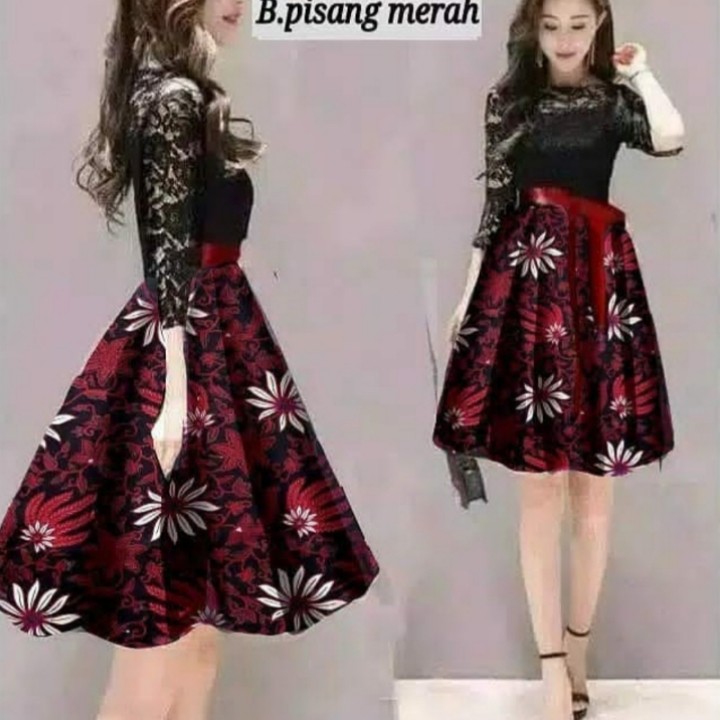 *[RXFK] Dress Batik / Dress Batik Murah / Dress Wanita / Dress Motif Batik Terbaru Lengan Panjang