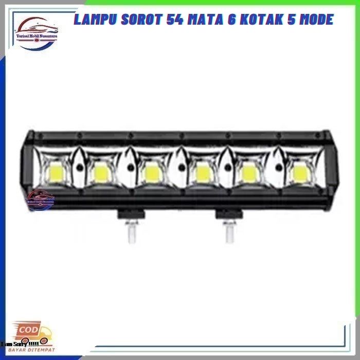 Lampu Led Variasi Tembak Sorot Putih Kuning Kabut Depan 6 Kotak Mobil Universal Truk Truck 12-24 Vol