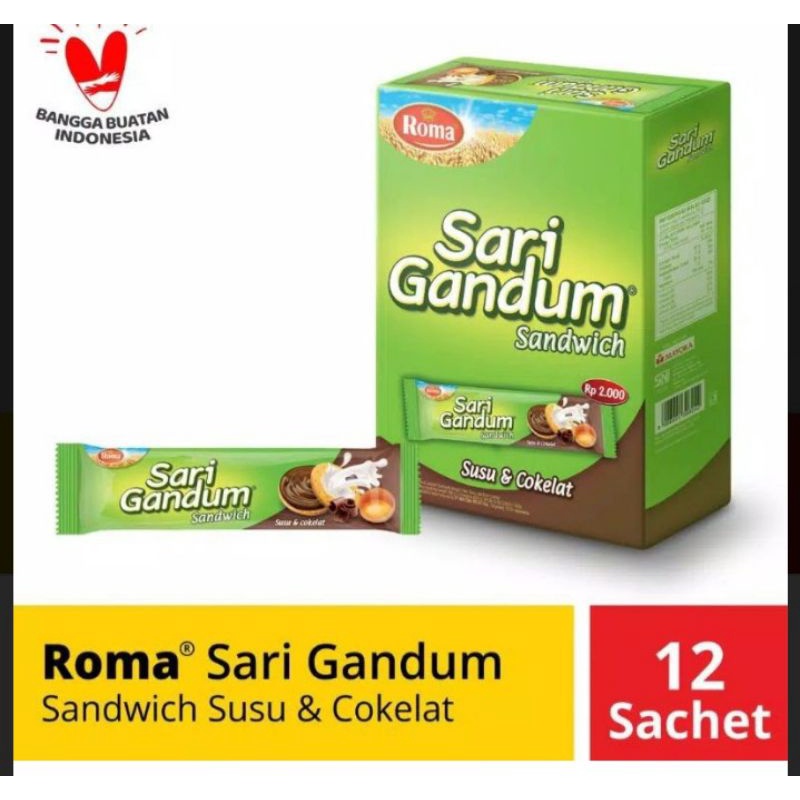 

sari gandum sandwich cokelat, isi 12/dus