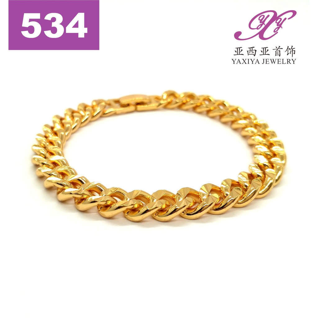 

Gelang rantai lapis emas perhiasan imitasi gold 18k Yaxiya Jewelry 534