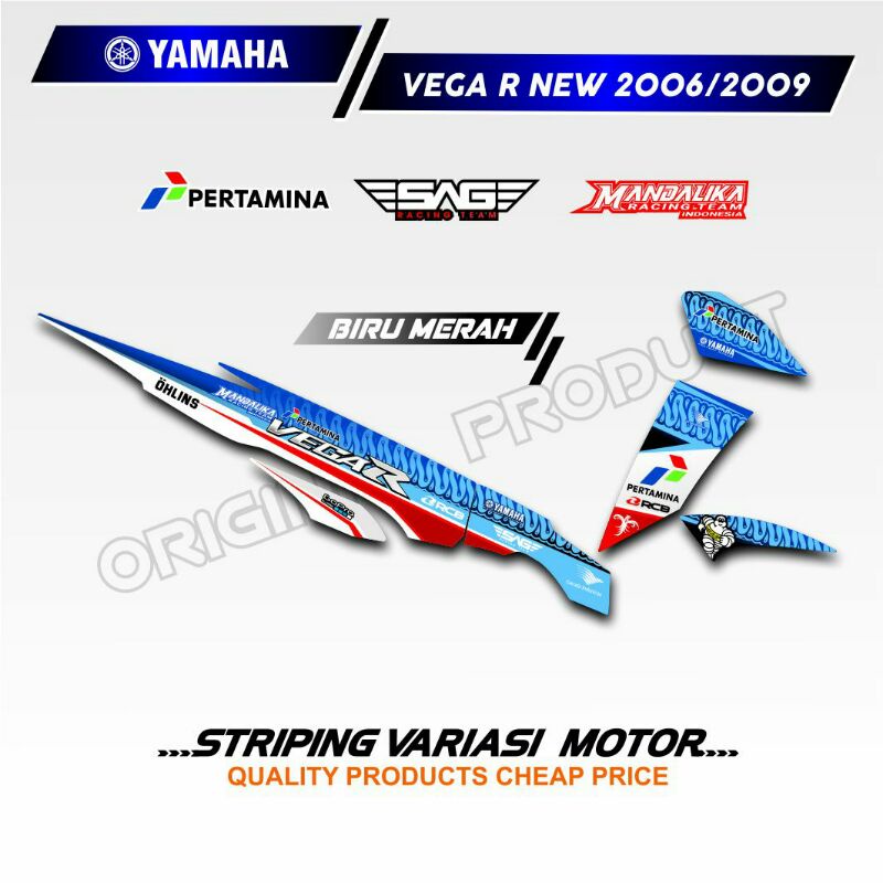 Striping variasi sticker stiker VEGA R NEW 2006-2009 lis PERTAMINA MANDALIKA