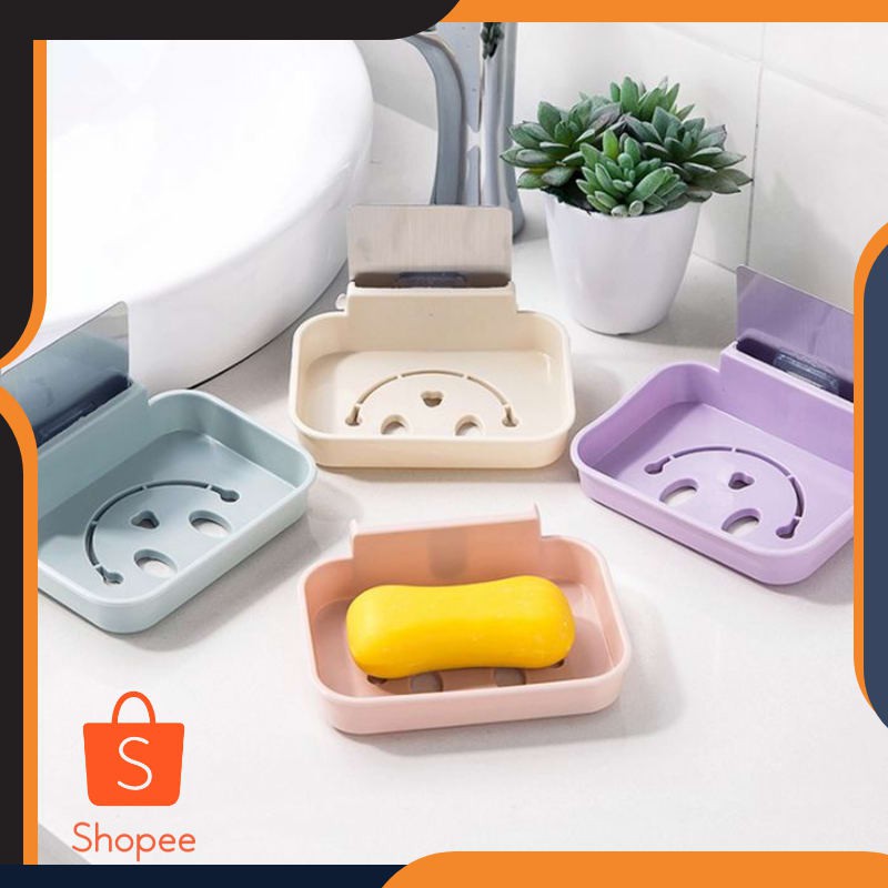 Rak Tempat Holder Sabun Smile Lubang Kamar Mandi Tempel Dinding Lem