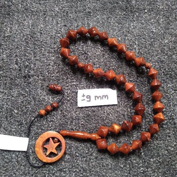 tasbih kokka wajik ± 9 mm ( 9mm )  33 butir bulan bintang