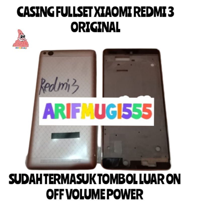 Kesing Casing Housing Fullset Bazzel Frame Tulang Lcd Backdoor Xiaomi Redmi 3 Original