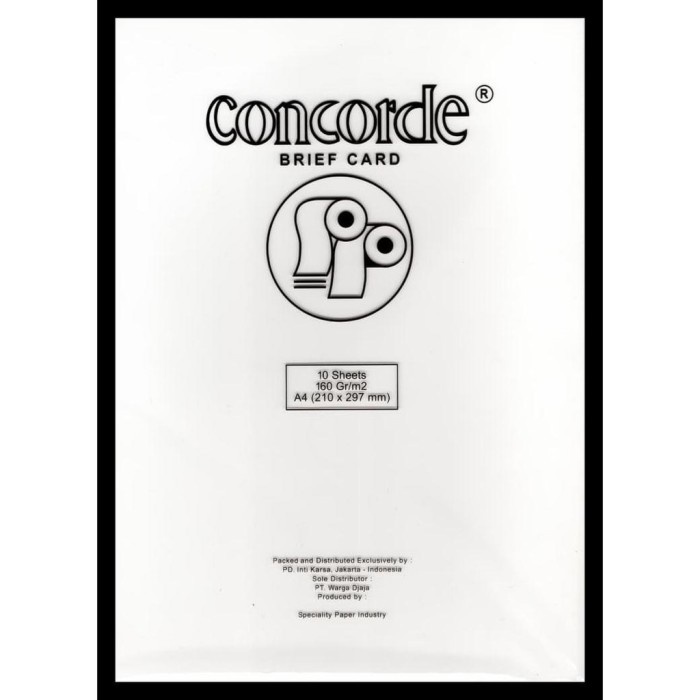 

kertas- kertas concorde 160 gram putih ukuran a4 isi 10 pc -kertas.
