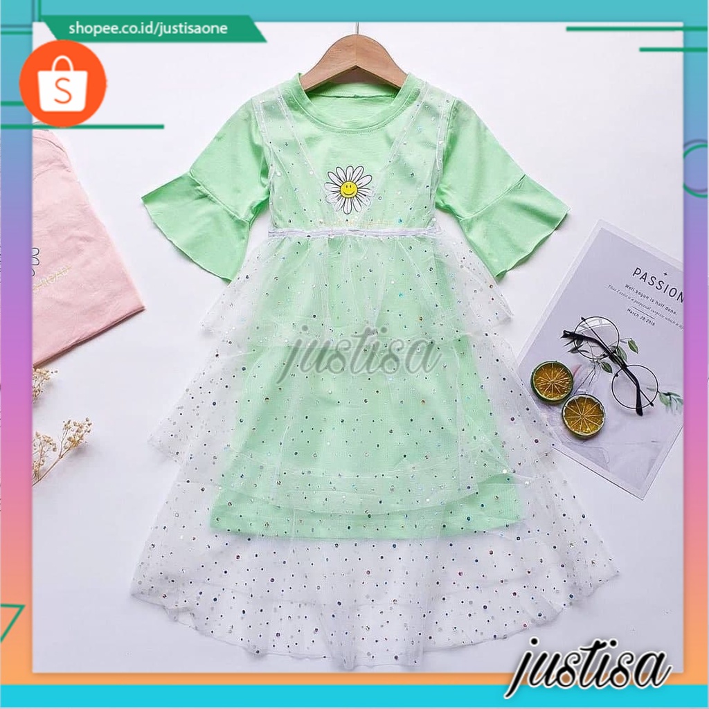 Promo !! Dress anak perempuan /  Dress tutu little sun floria import ukuran 3tahun dan 6 tahun