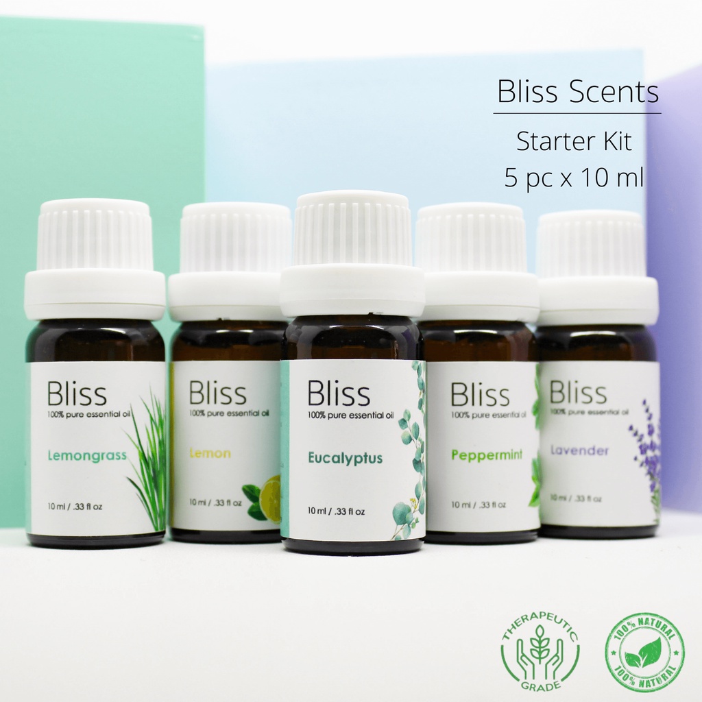 BLISS SCENTS Paket Hemat Starter Kit Essential Oil / Aromaterapi Oil / Minyak Esensial Murah 5 pcs