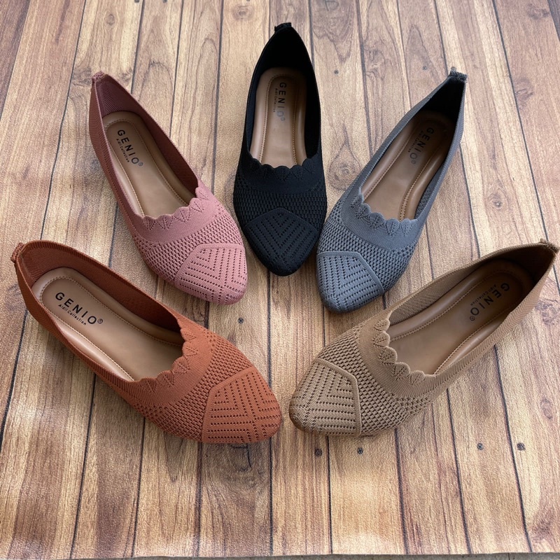 FLAT SHOES SEPATU WANITA RAJUT IMPORT GENIO E82