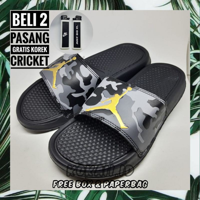 Sandal Slop Pria Nike Air Jordan Army Gold / Sendal Cowok / Sandal Kekinian / Sandal Pria Kasual
