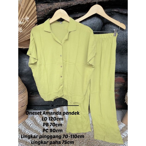 Oneset Amanda Crinkle // Setelan Crinkle Lengan Pendek