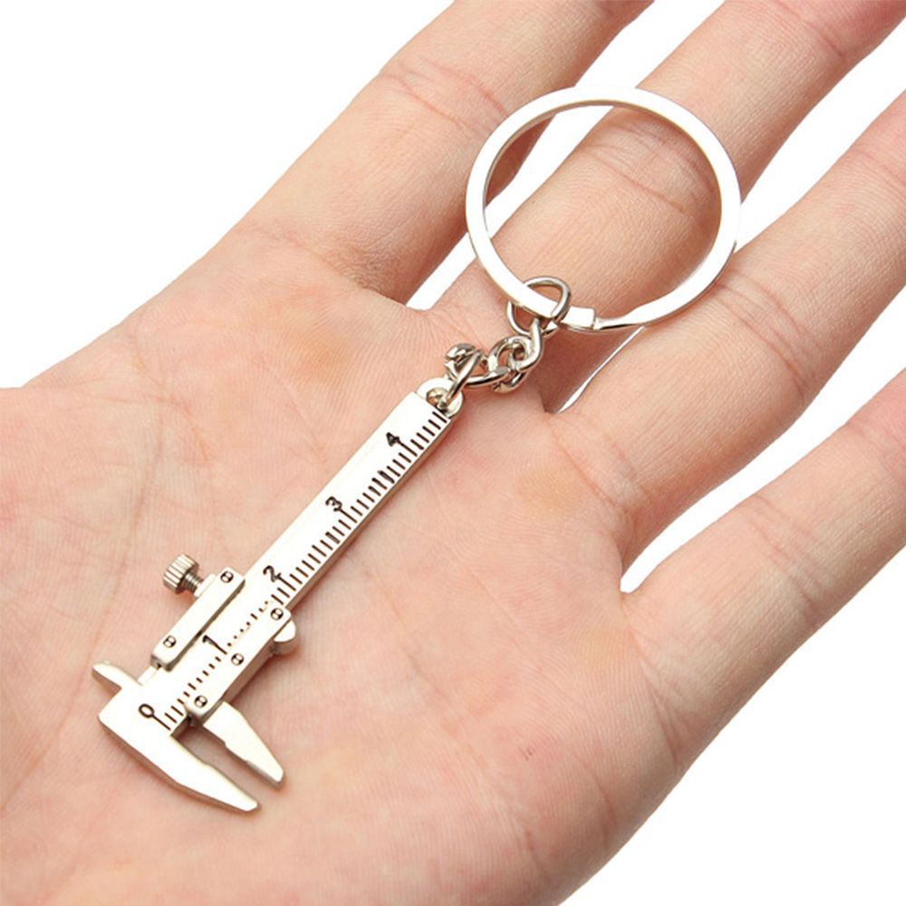 MXBEAUTY 1Pcs Keyring Novelty Vernier Caliper Key Chain Silver Slide Ruler Movable Useful Metal Jewelry Accessories/Multicolor