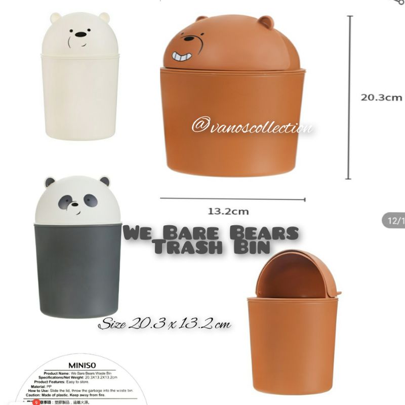 Jual Miniso We Bare Bears Trash Bin Shopee Indonesia