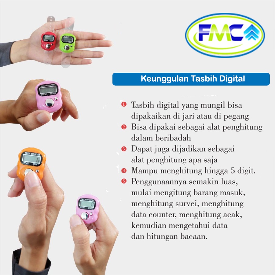 Alat Hitung Tasbih Digital LED Tasbeh Elektrik Jari Finger Counter Tally Ibadah Zikir Mini Import Murah Praktis Mudah Digunakan