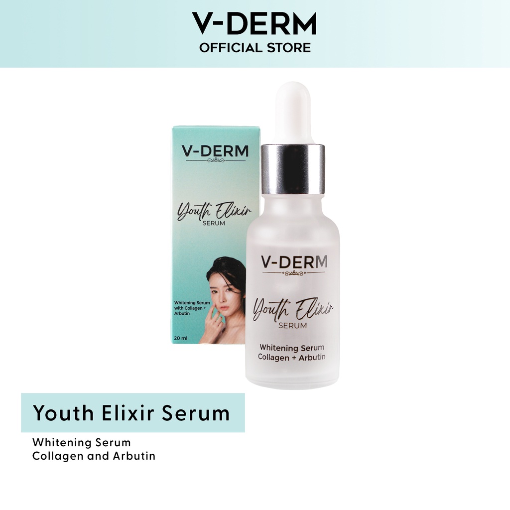 V-DERM Youth Elixir Whitening Serum with Collagen + Arbutin BPOM
