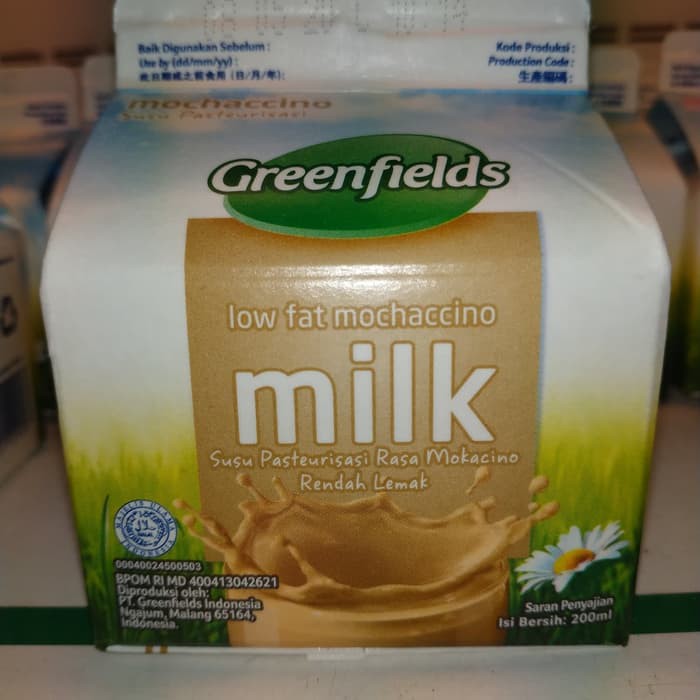 

Greenfields low fat mochaccino susu pasteurisasi rendah lemak 200 Ml.