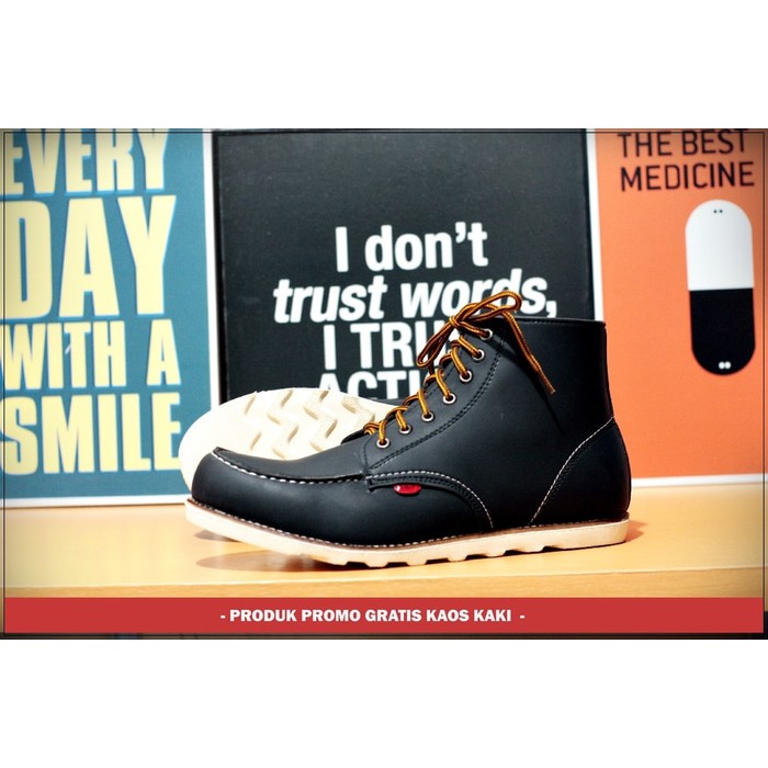 Sepatu Kickers Boots casual pria model rajut hitam