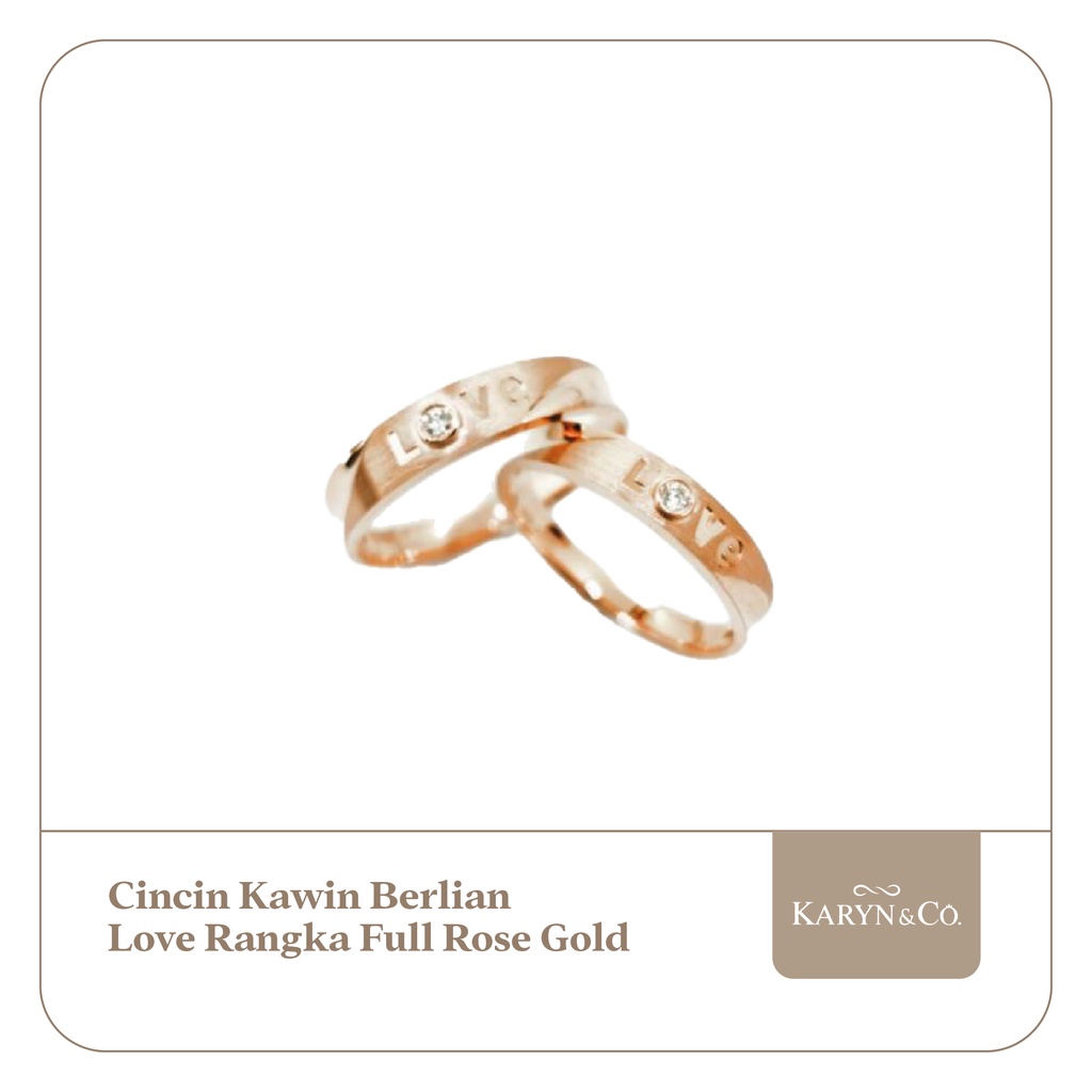 Cincin Kawin Berlian Love Rangka Full Rose Gold