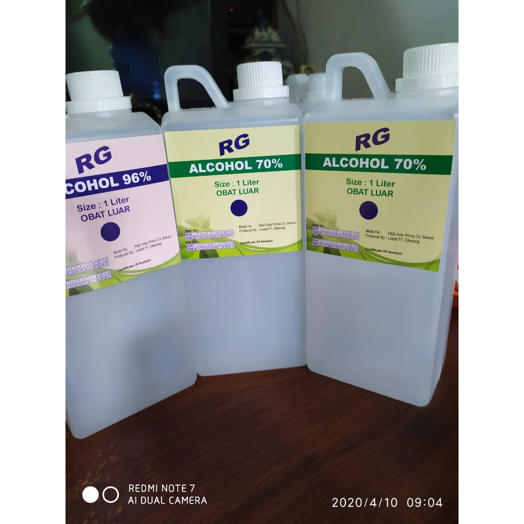 Alkohol 70% & 96% 1L Murni Tanpa Campuran