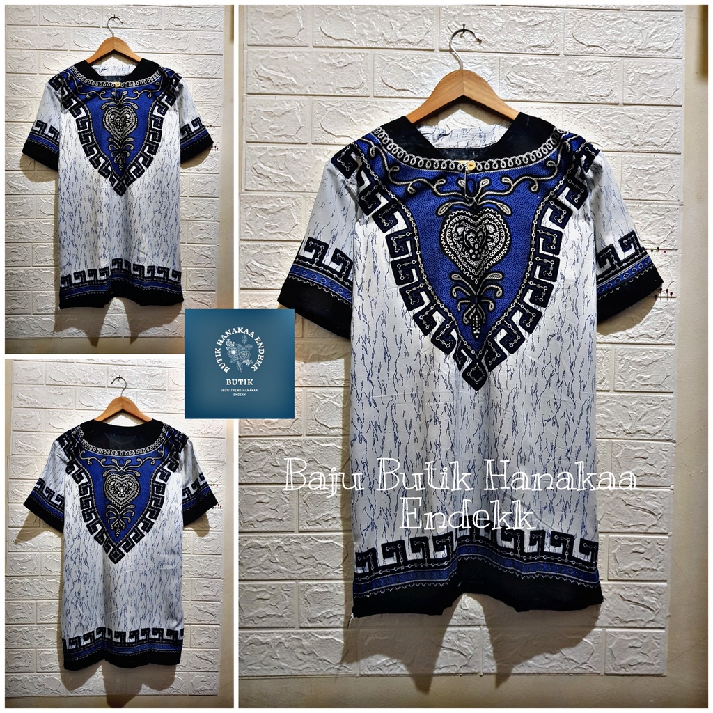 Baju Etnik Dashiki Love Putih Pria/Wanita (Unisex)