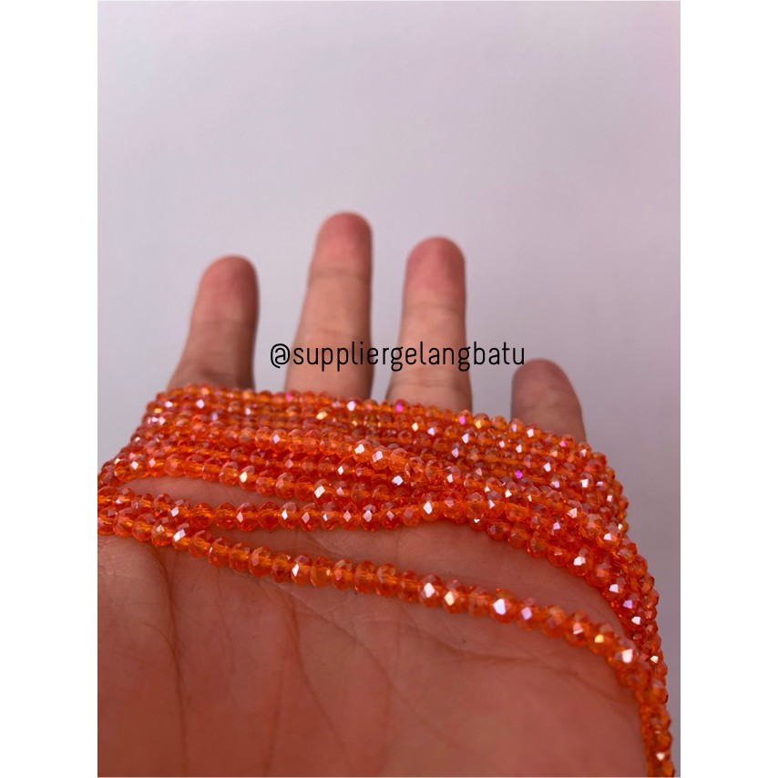 Crystal Ceko bening 4mm orange aksesoris beads manik donat rondel oren