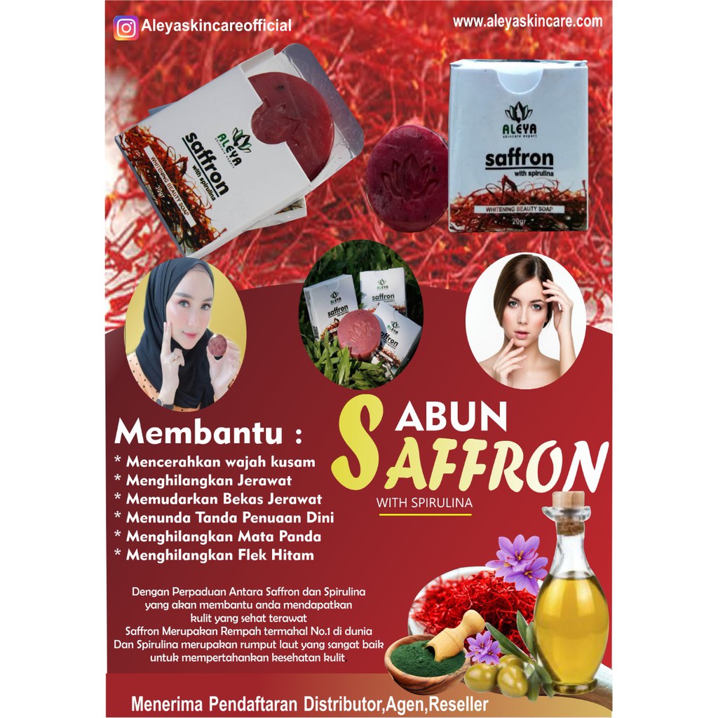 SABUN SAFRON ALEYA BPOM | SABUN SAFFRON ALEYA | SABUN WAJAH ALEYA | SABUN GLOWING ORIGINAL 100% PEMUTIH WAJAH