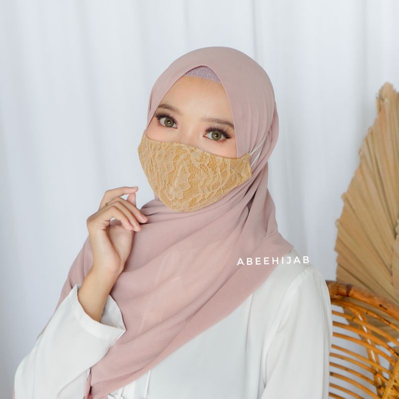 Masker brokat tille tulle 3ply mewah