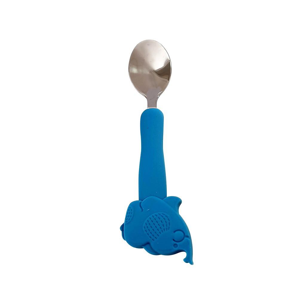 Little Giant Stainless Steel Spoon With Silicone Handle Sendok Makan Bayi LG.1124