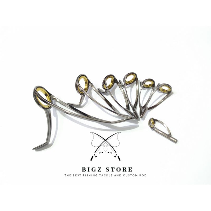 RING GUIDE FUJI GOLD BC SET 7 KAKI 2 LOWRIDER KOLONGAN UNTUK CUSTOM JORAN LOW RIDER 6x22 8 10 12 16